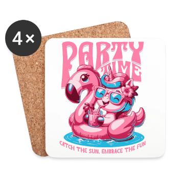 Party Time Unicorn Women's Pool Party - Coasters (set of 4) - white - Front