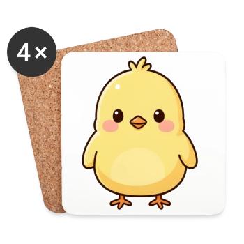 Cute Kawaii Chick Gift - Coasters (set of 4) - white - Front