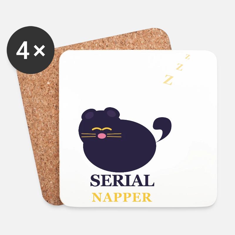 Serien-Napper-Katze - Untersetzer (4er-Set) - Weiß