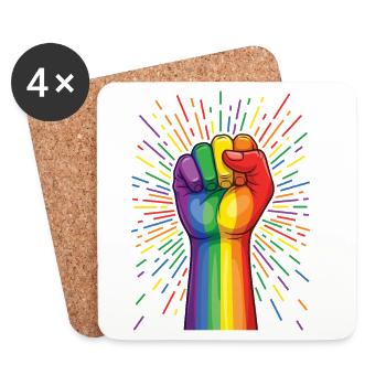 LGBTQ-Pride-Monat – Stolz! Liebe ist Liebe - Untersetzer (4er-Set) - Weiß - Vorne
