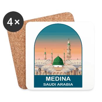 Medina Saudi Arabia Vintage Mosque Travel Design - Coasters (set of 4) - white - Front