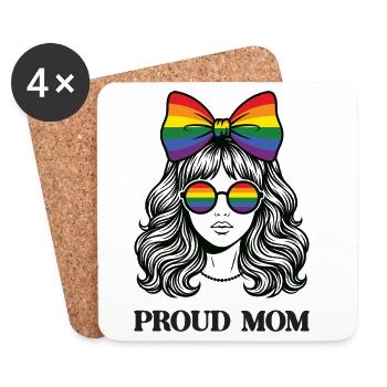 Mois de la Fierté LGBTQ - Maman Fière - Dessous de verre (lot de 4) - blanc - Devant