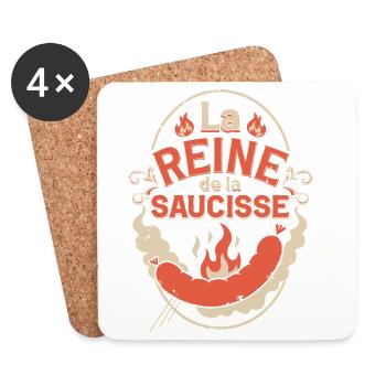 Reine de la Saucisse - Dessous de verre (lot de 4) - blanc - Devant