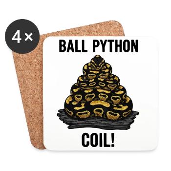 Royal Python Ball Python Coil Reptile Pyramid - Coasters (set of 4) - white - Front