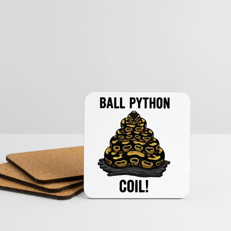 Python Royal Ball Python Coil Reptile Pyramide Dessous de verre (lot de 4)