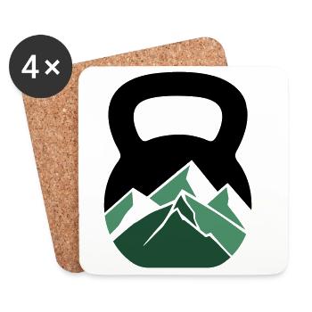 Berg Kettlebell – Outdoor Fitness - Lift Mountains - Untersetzer (4er-Set) - Weiß - Vorne