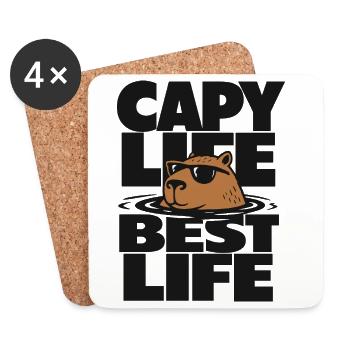 Capy Life Best Life Capybara - Untersetzer (4er-Set) - Weiß - Vorne
