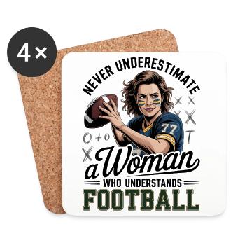 Never underestimate woman who understand football - Coasters (set of 4) - white - Front