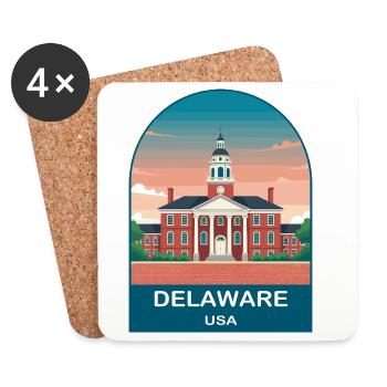 Art d’affiches de voyage vintage Delaware USA - Dessous de verre (lot de 4) - blanc - Devant