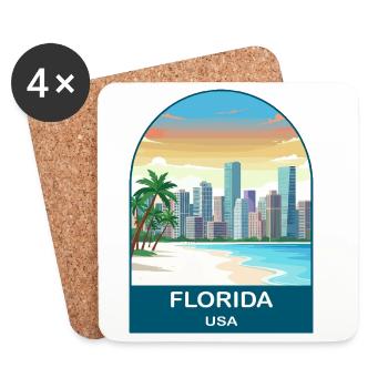 Florida USA Vintage Travel Poster Art - Coasters (set of 4) - white - Front