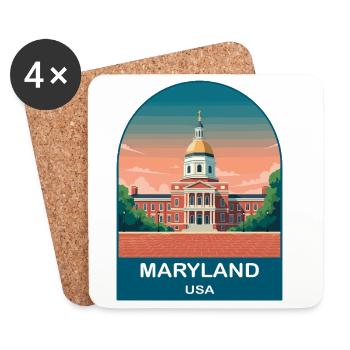 Maryland USA Vintage Travel Poster Art - Coasters (set of 4) - white - Front
