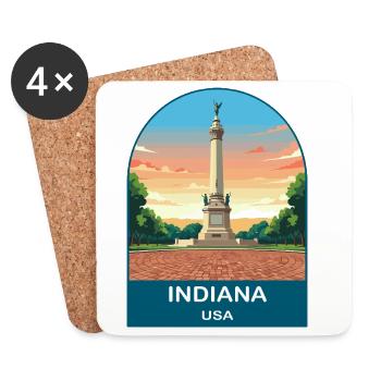 Art d’affiches de voyage vintage Indiana USA - Dessous de verre (lot de 4) - blanc - Devant
