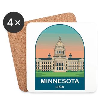 Art d’affiches de voyage vintage Minnesota USA - Dessous de verre (lot de 4) - blanc - Devant