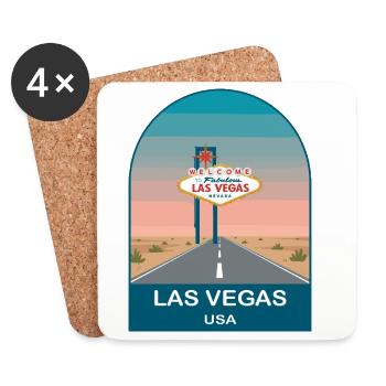 Las Vegas USA Vintage-Reiseplakat-Kunst - Untersetzer (4er-Set) - Weiß - Vorne