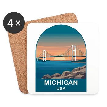 Michigan USA Vintage-Reiseposter-Kunst - Untersetzer (4er-Set) - Weiß - Vorne