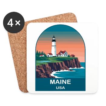 Maine USA Vintage Travel Poster Art - Coasters (set of 4) - white - Front