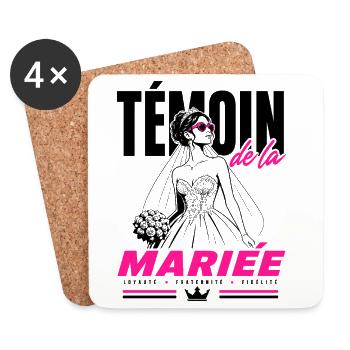 Témoin de la Mariée Glam Chic - Dessous de verre (lot de 4) - blanc - Devant