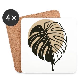 Monstera Leaf – Modern Boho Nature Motif - Coasters (set of 4) - white - Front