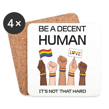 Pride Month LGBT - Be a Decent Human - Coasters (set of 4) - white - Front