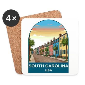 South Carolina USA Vintage Travel Poster - Coasters (set of 4) - white - Front