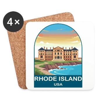 Rhode Island, USA Vintage-Reiseposter - Untersetzer (4er-Set) - Weiß - Vorne
