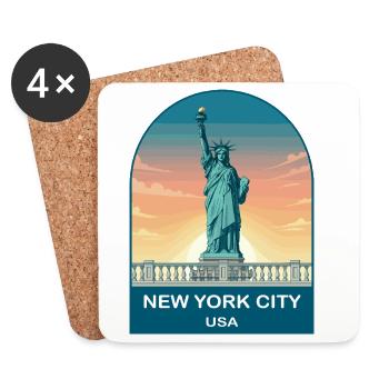 New York City USA Vintage Travel Poster - Coasters (set of 4) - white - Front