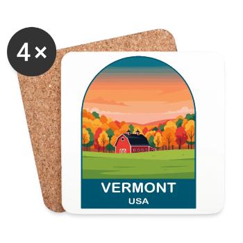 Vermont USA Vintage Travel Poster Art - Coasters (set of 4) - white - Front