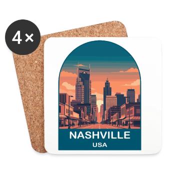 Nashville USA Vintage Travel Poster Art - Coasters (set of 4) - white - Front