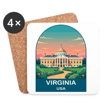 Virginia USA Vintage-Reiseplakat-Kunst - Untersetzer (4er-Set) - Weiß - Vorne