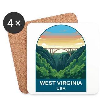 West Virginia USA Vintage-Reiseplakat - Untersetzer (4er-Set) - Weiß - Vorne