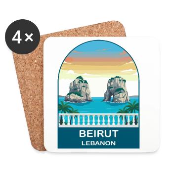 Beirut Lebanon Pigeon Rocks Vintage Travel Poster - Coasters (set of 4) - white - Front