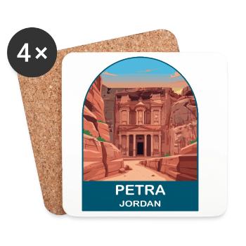 Petra Jordan Treasury Vintage-Reiseillustration - Untersetzer (4er-Set) - Weiß - Vorne