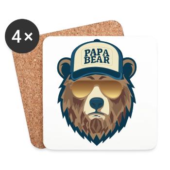 with sunglasses : Papa Bear - Coasters (set of 4) - white - Front