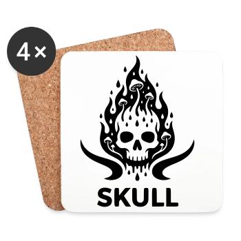 Skull - Dessous de verre (lot de 4) - blanc - Devant