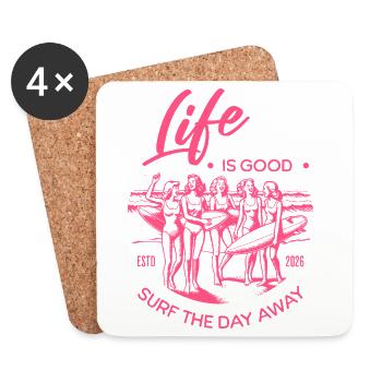 Life is good - Enjoy Life - Surf - Coasters (set of 4) - white - Front