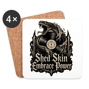 Shed Skin Embrace Power - Snake Vinyl Metal - Coasters (set of 4) - white - Front