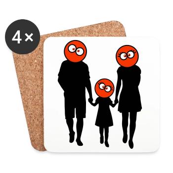 Familie Silhouette Liebe Kinder Eltern Mama Papa - Untersetzer (4er-Set) - Weiß - Vorne