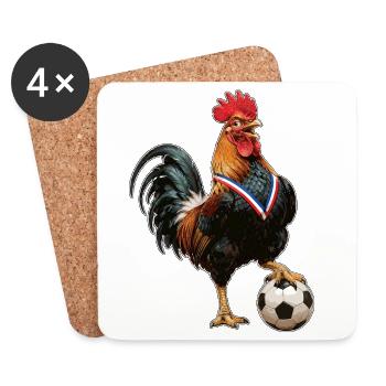 Coq de village ballon au pied - Coasters (set of 4) - white - Front