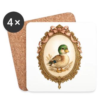 Süße Ente Goldener Rahmen Vintage Coquette - Untersetzer (4er-Set) - Weiß - Vorne