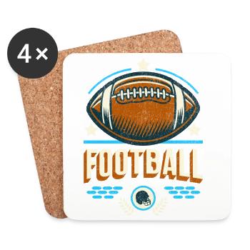 Motif du football avec étoiles et rayures - Dessous de verre (lot de 4) - blanc - Devant