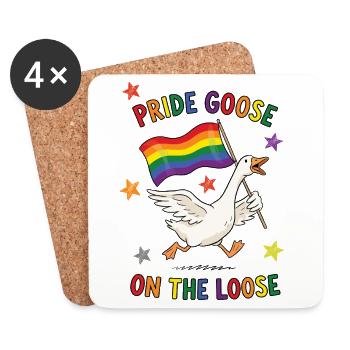Pride-Monat LGBTQ – Pride-Gans auf freiem Fuß - Untersetzer (4er-Set) - Weiß - Vorne