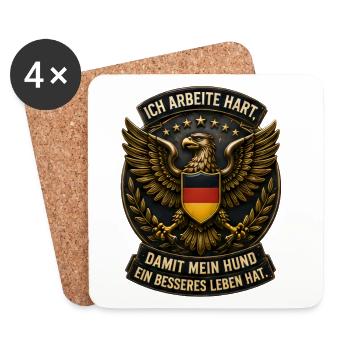 Ich arbeite hart.  - Untersetzer (4er-Set) - Weiß - Vorne