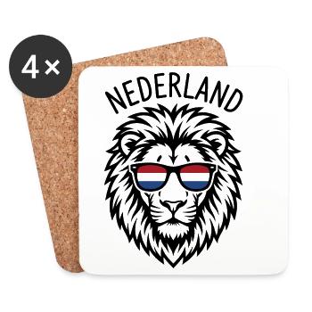 Nederland Lion in Dutch Flag Sunglasses - Dessous de verre (lot de 4) - blanc - Devant