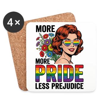 Mois de la fierté LGBTQ - Plus de fierté, moins de préjugés - Dessous de verre (lot de 4) - blanc - Devant