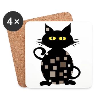Katze - Untersetzer (4er-Set) - Weiß - Vorne