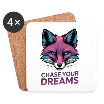 Pink Fox: Folge deinen Träumen - Untersetzer (4er-Set) - Weiß - Vorne