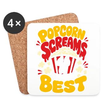Popcorn Screams Taste Best Horror Fan - Untersetzer (4er-Set) - Weiß - Vorne