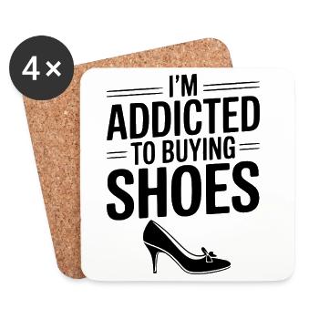 Je suis accro à l’achat de chaussures - Dessous de verre (lot de 4) - blanc - Devant