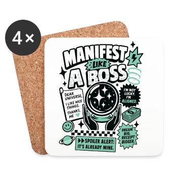 Manifest Like A Motivation Spruch - Untersetzer (4er-Set) - Weiß - Vorne