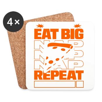 Train Hard Eat Big Nap Repeat - Coasters (set of 4) - white - Front